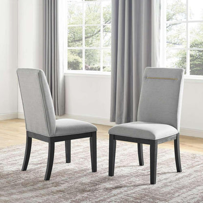 Steve Silver - Yves Black Dining Table With 6 Grey Chairs - YS500TSG7PC veiw 2