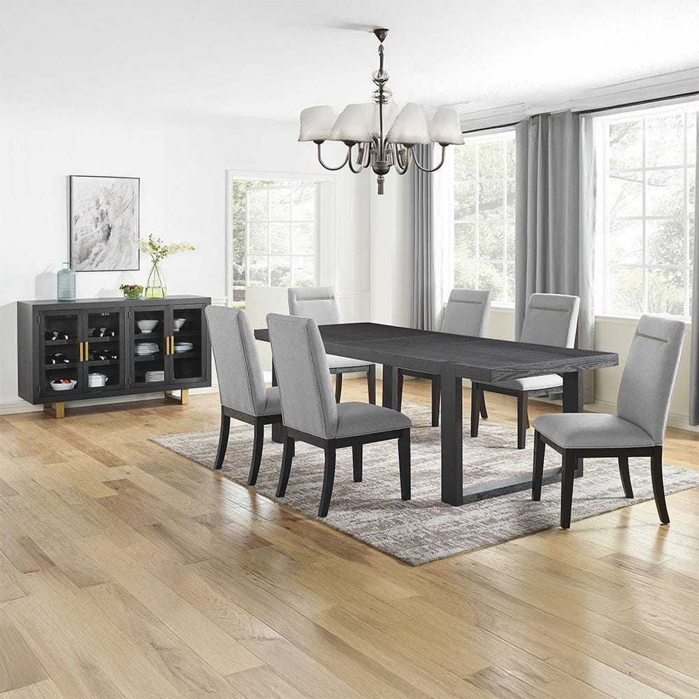 Steve Silver - Yves Black Dining Table With 6 Grey Chairs and Server - YS500TSG8PC view 1