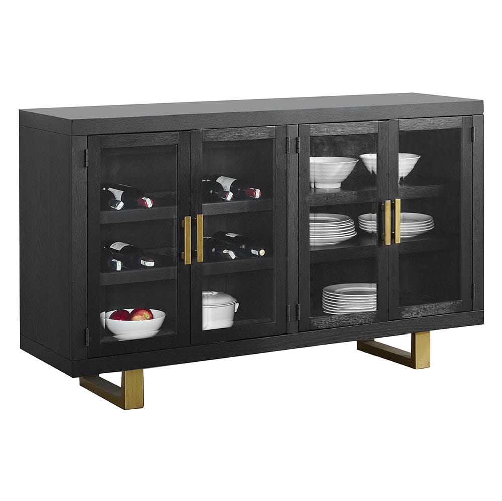 Steve Silver - Yves Black Dining Table With 6 Grey Chairs and Server - YS500TSG8PC view 2