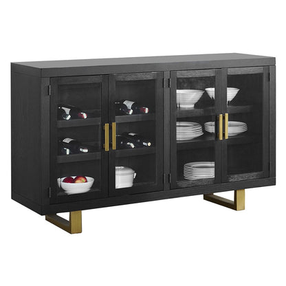 Steve Silver - Yves Black Dining Table With 6 Grey Chairs and Server - YS500TSG8PC view 2