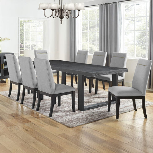 Steve Silver - Yves Black Dining Table With 8 Grey Chairs and Server - YS500TSG10PC view 1
