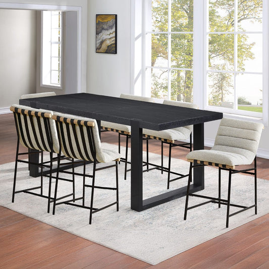 Steve Silver - Yves Counter Table Set & Nicco Beige Polyester Chairs - YS500PT-NC600BE-C7PC view 1
