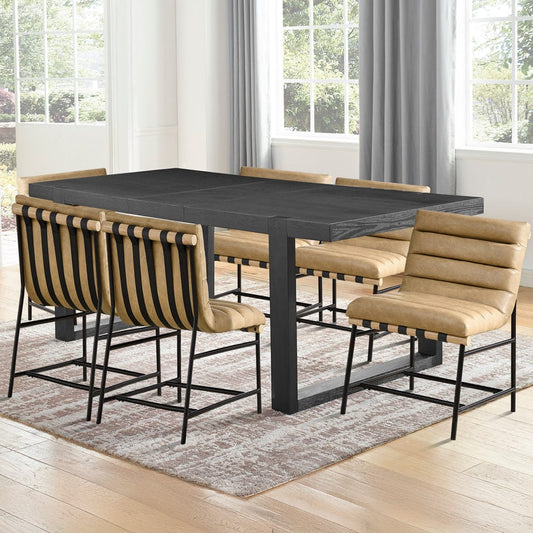 Steve Silver - Yves Dining Table+Nicco Sand PU Chairs 7 - YS500T-NC500T-D7PC view 1