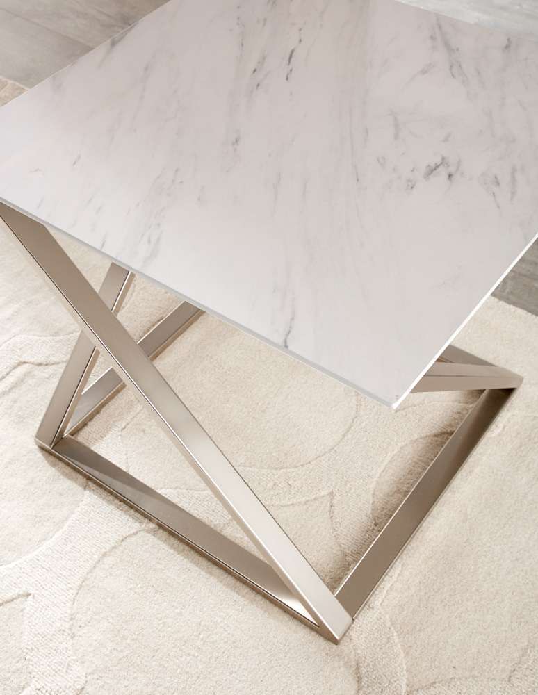Steve Silver - Zurich Faux White Marble Top Cocktail Table - ZU100C veiw 3