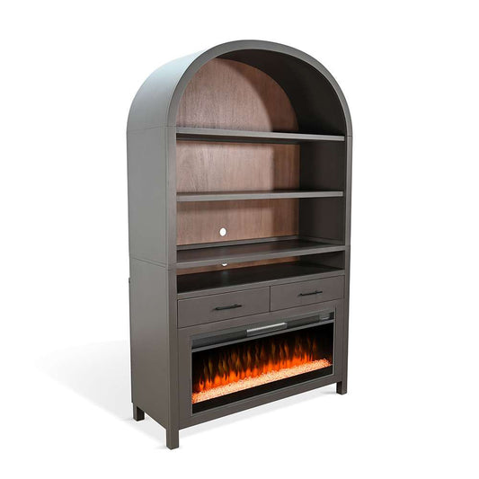 Sunny Designs -  51.5in Wide Arch Bookcase with Electric Fireplace - K3682UB-C veiw 1