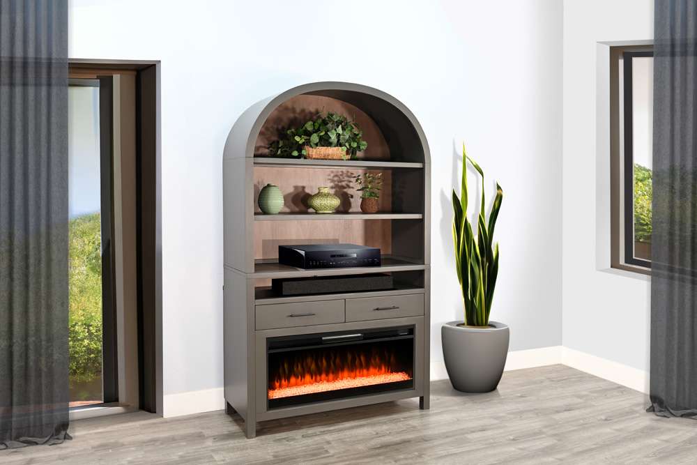 Sunny Designs -  51.5in Wide Arch Bookcase with Electric Fireplace - K3682UB-C veiw 2