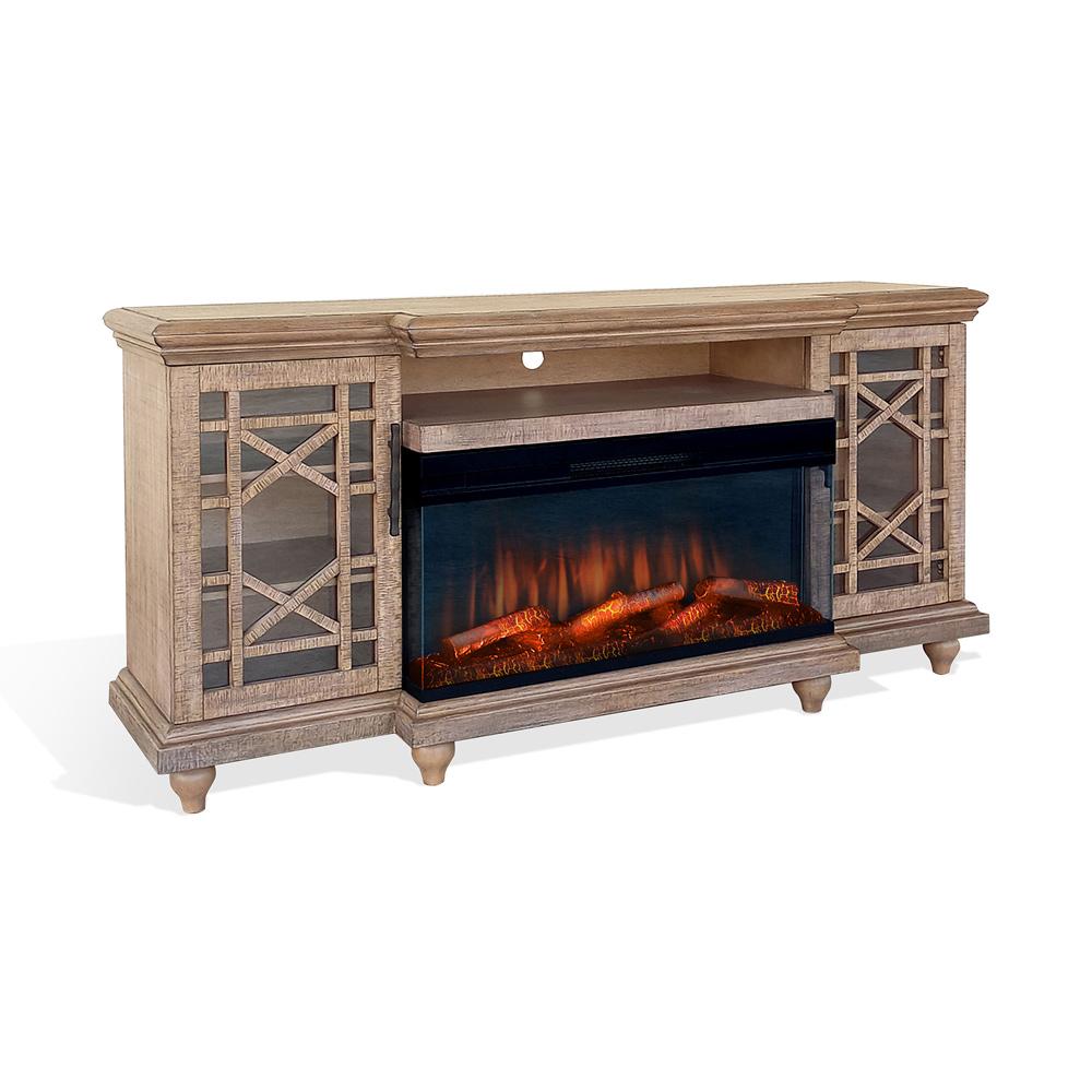 Sunny Designs - 72in Media Console with Panoramic Electric Fireplace - Natural - K3687DR veiw 1