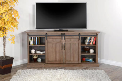 Sunny Designs - 78in Barn Door Media Console with Electric Fireplace - K3648BU-AS veiw 3