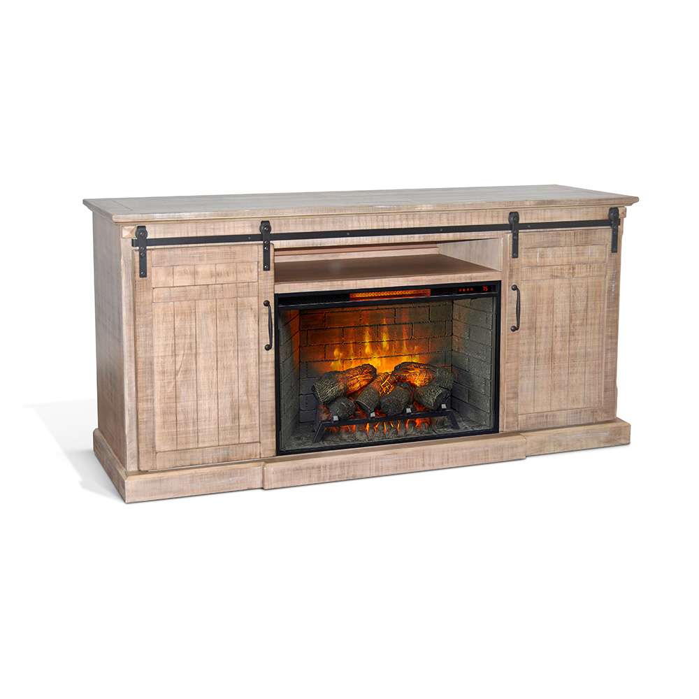 Sunny Designs -  78in Barn Door Media Console with Electric Fireplace - K3648DR-S veiw 1