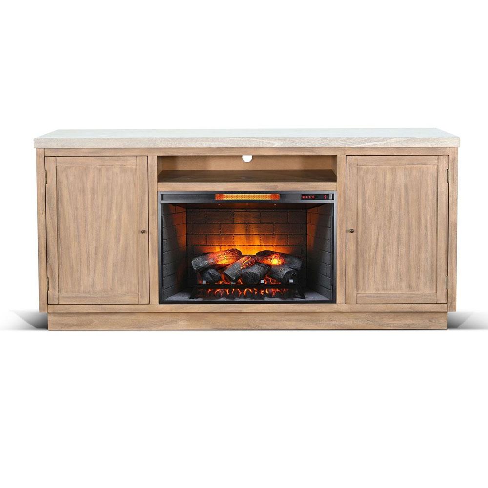 Sunny Designs - 78in Media Console with Electric Fireplace - Light Gray - K3675LW veiw 1