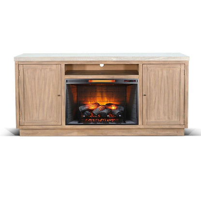 Sunny Designs - 78in Media Console with Electric Fireplace - Light Gray - K3675LW veiw 1