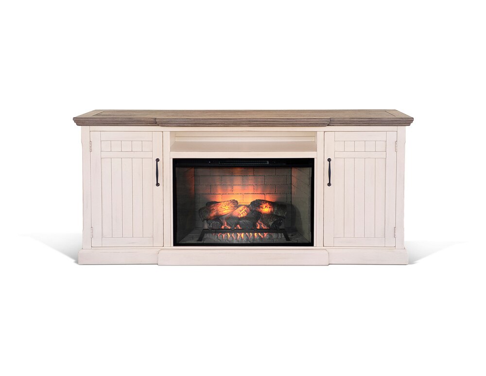Sunny Designs - 78in Media Console with Electric Fireplace - White - K3670MB veiw 1