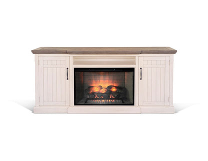 Sunny Designs - 78in Media Console with Electric Fireplace - White - K3670MB veiw 1