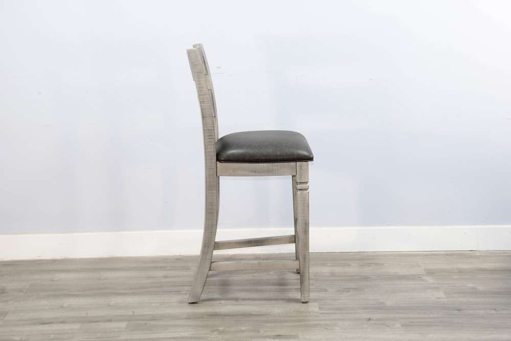 Sunny Designs - Alpine Grey -  Bar Ladderback Barstool, Cushion Seat (Set of 2) - 1429AG-30 veiw 2