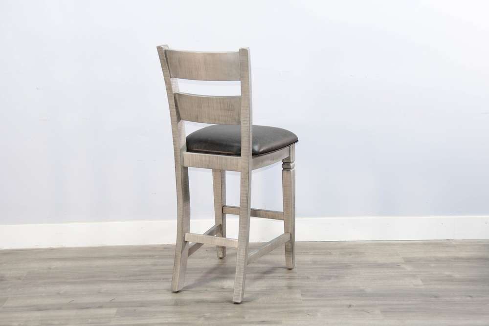 Sunny Designs - Alpine Grey -  Bar Ladderback Barstool, Cushion Seat (Set of 2) - 1429AG-30 veiw 3