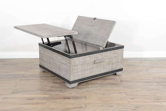 Sunny Designs - Alpine Grey -  Mahogany Wood Coffee Table with Lift Top and Casters - Alpine Gray - 3169AG-C veiw 2
