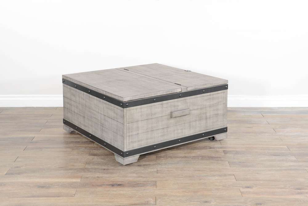 Sunny Designs - Alpine Grey -  Mahogany Wood Coffee Table with Lift Top and Casters - Alpine Gray - 3169AG-C veiw 4