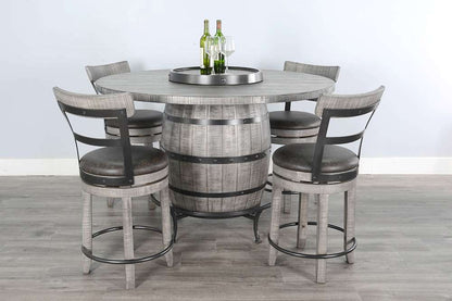 Sunny Designs - Alpine Grey -  Round Pub Table with Wine Barrel Base - 1038AG veiw 2