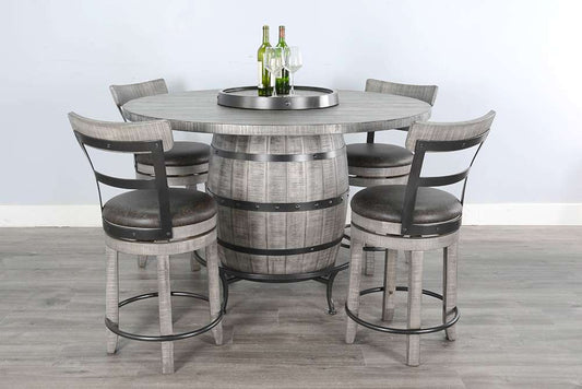 Sunny Designs - Alpine Grey -  Round Pub Table with Wine Barrel Base - 1038AG veiw 2