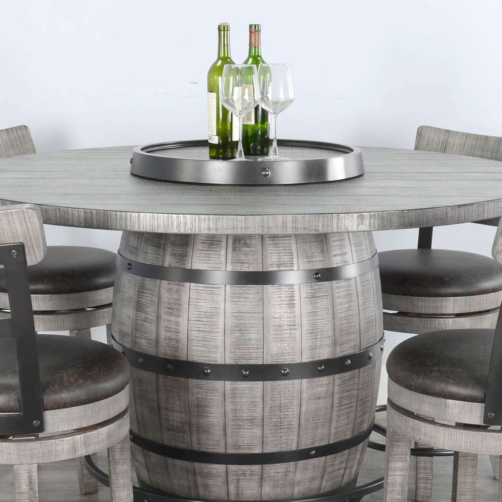 Sunny Designs - Alpine Grey -  Round Pub Table with Wine Barrel Base - 1038AG veiw 4