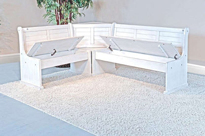 Sunny Designs - Bayside Corner Bench (Nook) in Off White - 0113MW-BL_BS veiw 2