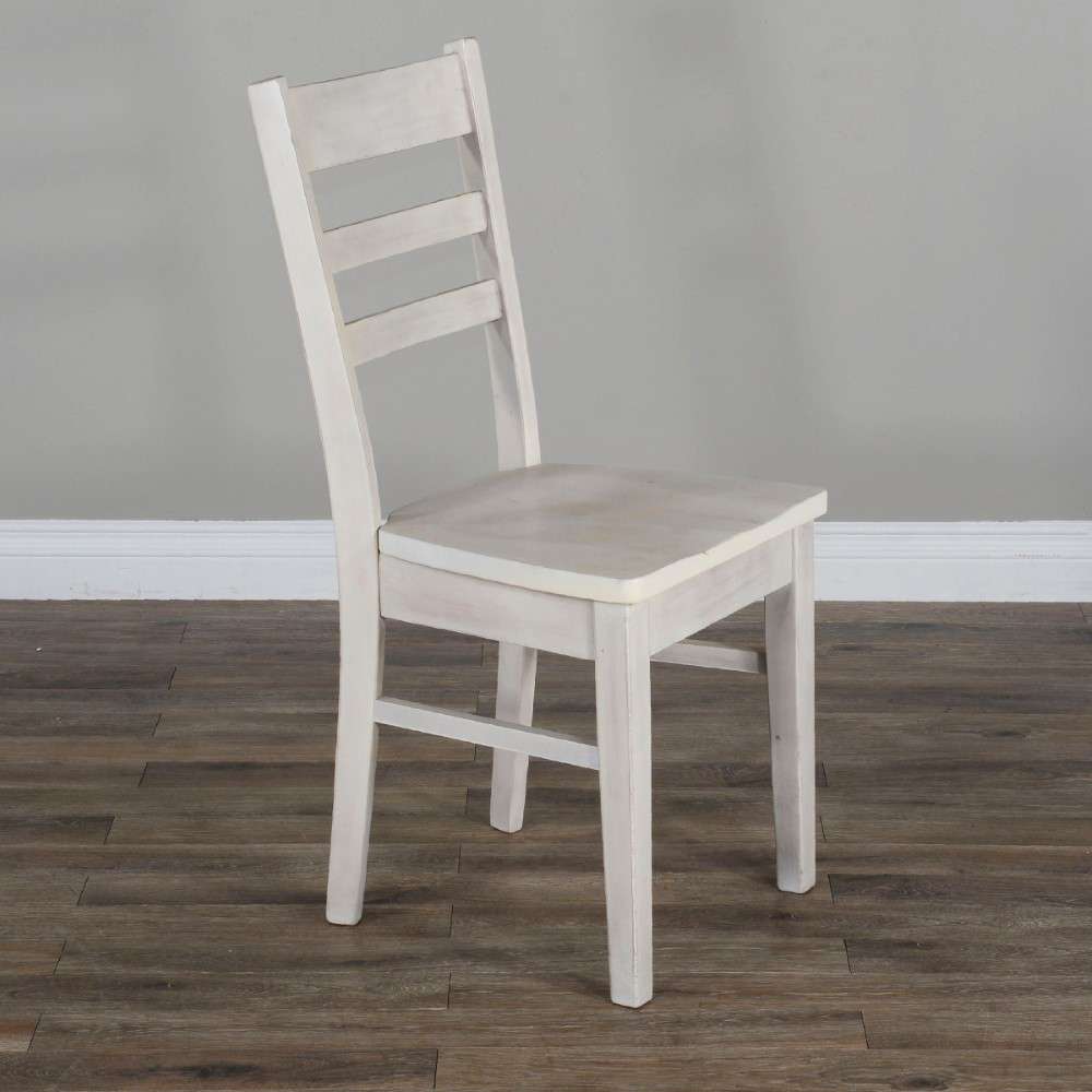 Sunny Designs - Bayside Ladderback Chair with Wood Seat in Off White (Set of 2) - 1616MW veiw 1