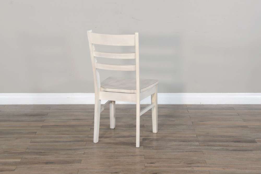 Sunny Designs - Bayside Ladderback Chair with Wood Seat in Off White (Set of 2) - 1616MW veiw 2