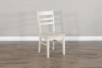 Sunny Designs - Bayside Ladderback Chair with Wood Seat in Off White (Set of 2) - 1616MW veiw 3
