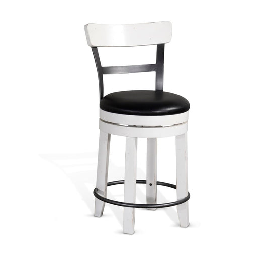 Sunny Designs - Carriage House 24inH Barstool with Back & Swivel Cushion Seat in White & Dark Brown (Set of 2) - 1624EC-B24 veiw 1