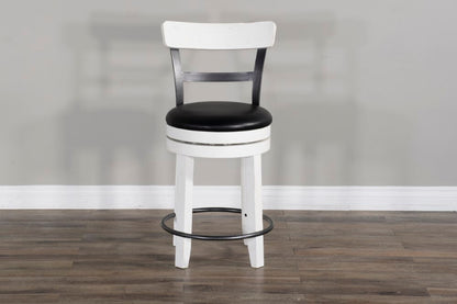Sunny Designs - Carriage House 24inH Barstool with Back & Swivel Cushion Seat in White & Dark Brown (Set of 2) - 1624EC-B24 veiw 5