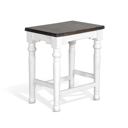 Sunny Designs - Carriage House 24inH Stool with Wood Seat in White & Dark Brown (Set of 2) - 1433EC-24 veiw 1
