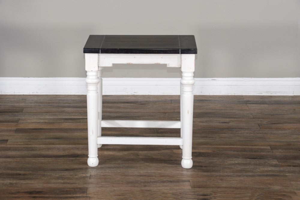 Sunny Designs - Carriage House 24inH Stool with Wood Seat in White & Dark Brown (Set of 2) - 1433EC-24 veiw 3