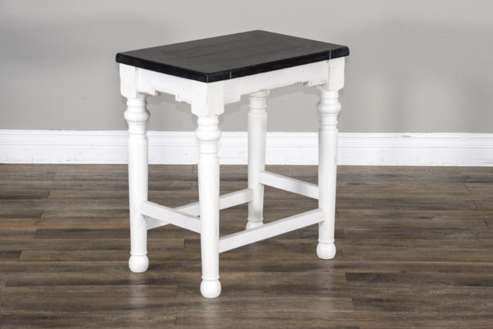 Sunny Designs - Carriage House 24inH Stool with Wood Seat in White & Dark Brown (Set of 2) - 1433EC-24 veiw 4