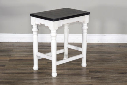 Sunny Designs - Carriage House 24inH Stool with Wood Seat in White & Dark Brown (Set of 2) - 1433EC-24 veiw 4