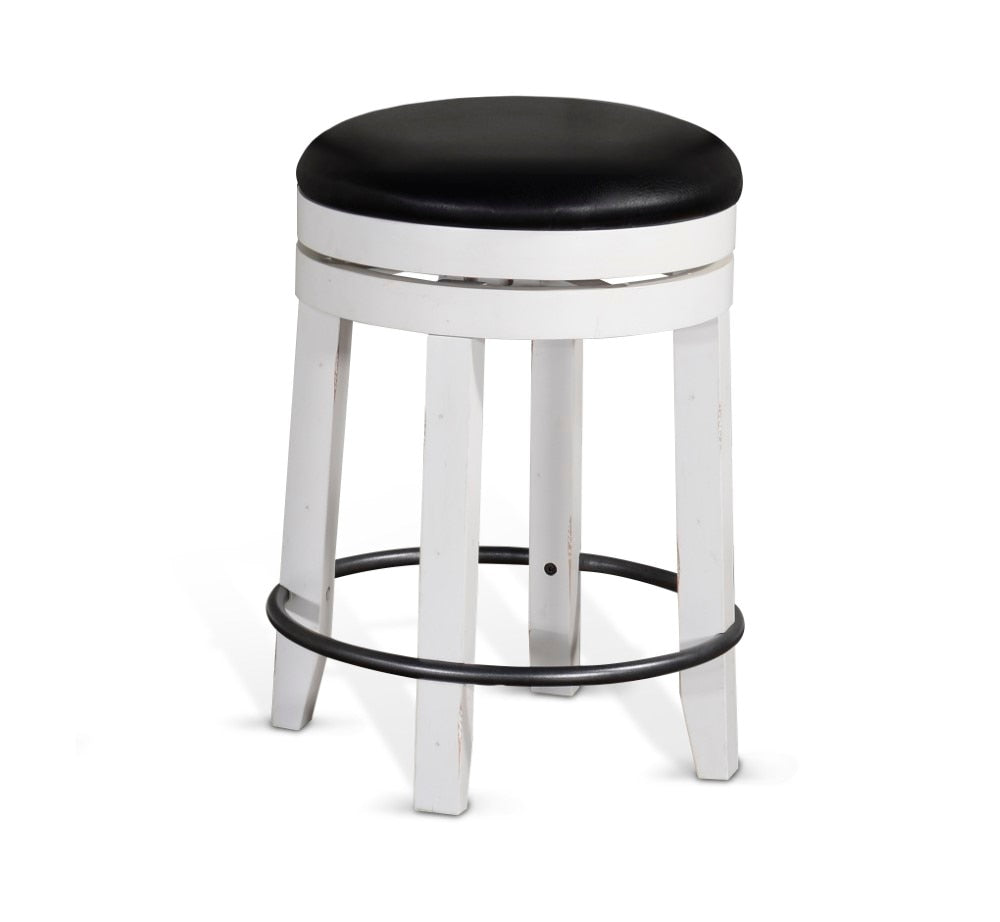 Sunny Designs - Carriage House 24inH Swivel Stool with Cushion Seat in White & Dark Brown (Set of 2) - 1624EC-24 veiw 1