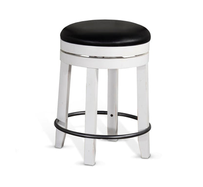 Sunny Designs - Carriage House 24inH Swivel Stool with Cushion Seat in White & Dark Brown (Set of 2) - 1624EC-24 veiw 1