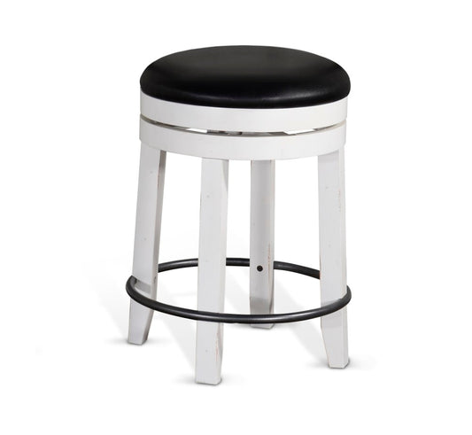 Sunny Designs - Carriage House 24inH Swivel Stool with Cushion Seat in White & Dark Brown (Set of 2) - 1624EC-24 veiw 1