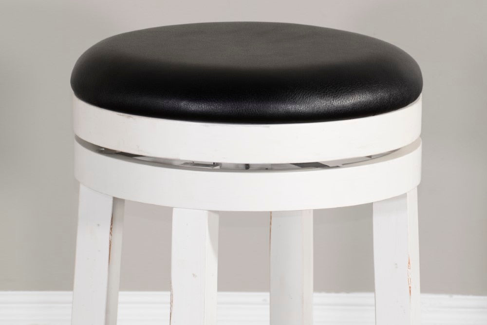 Sunny Designs - Carriage House 24inH Swivel Stool with Cushion Seat in White & Dark Brown (Set of 2) - 1624EC-24 veiw 2
