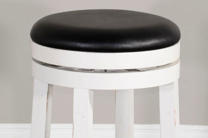 Sunny Designs - Carriage House 24inH Swivel Stool with Cushion Seat in White & Dark Brown (Set of 2) - 1624EC-24 veiw 2