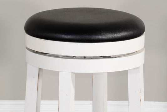 Sunny Designs - Carriage House 24inH Swivel Stool with Cushion Seat in White & Dark Brown (Set of 2) - 1624EC-24 veiw 2