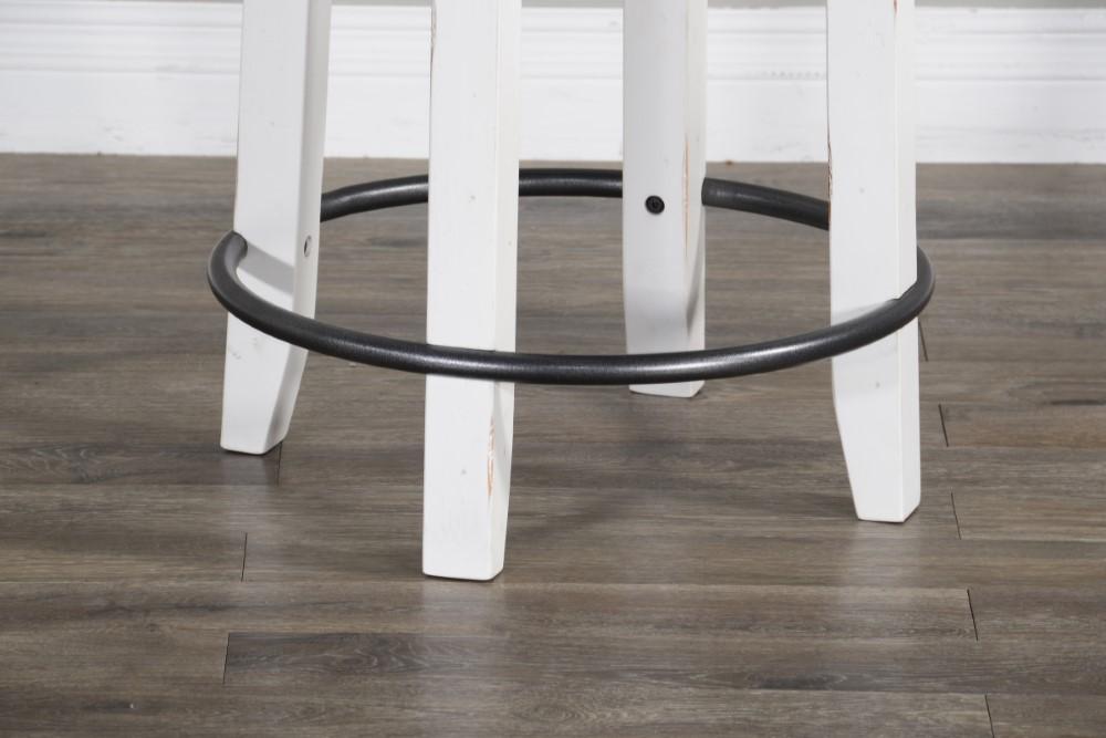 Sunny Designs - Carriage House 24inH Swivel Stool with Cushion Seat in White & Dark Brown (Set of 2) - 1624EC-24 veiw 3