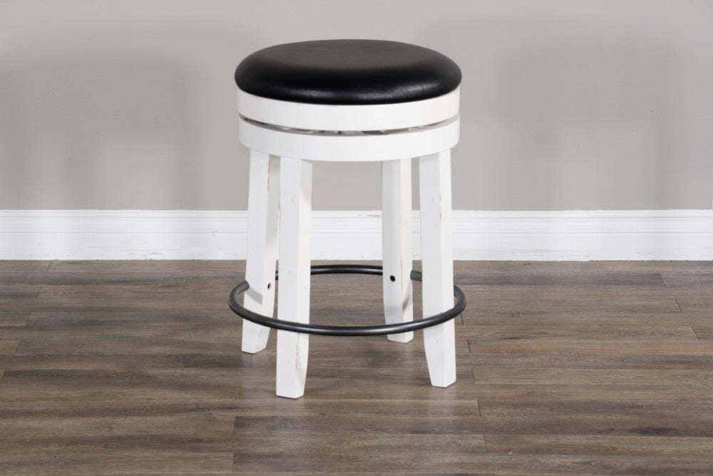 Sunny Designs - Carriage House 24inH Swivel Stool with Cushion Seat in White & Dark Brown (Set of 2) - 1624EC-24 veiw 4