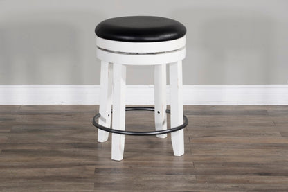 Sunny Designs - Carriage House 24inH Swivel Stool with Cushion Seat in White & Dark Brown (Set of 2) - 1624EC-24 veiw 4