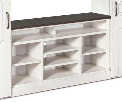 Sunny Designs - Carriage House 55in TV Console in White & Dark Brown - 3599EC-55 veiw 1
