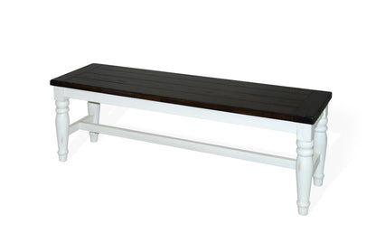 Sunny Designs - Carriage House Bench with Mindi Veneer Seat in White & Dark Brown - 1642EC veiw 1