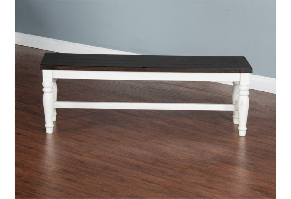 Sunny Designs - Carriage House Bench with Mindi Veneer Seat in White & Dark Brown - 1642EC veiw 2