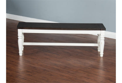 Sunny Designs - Carriage House Bench with Mindi Veneer Seat in White & Dark Brown - 1642EC veiw 2