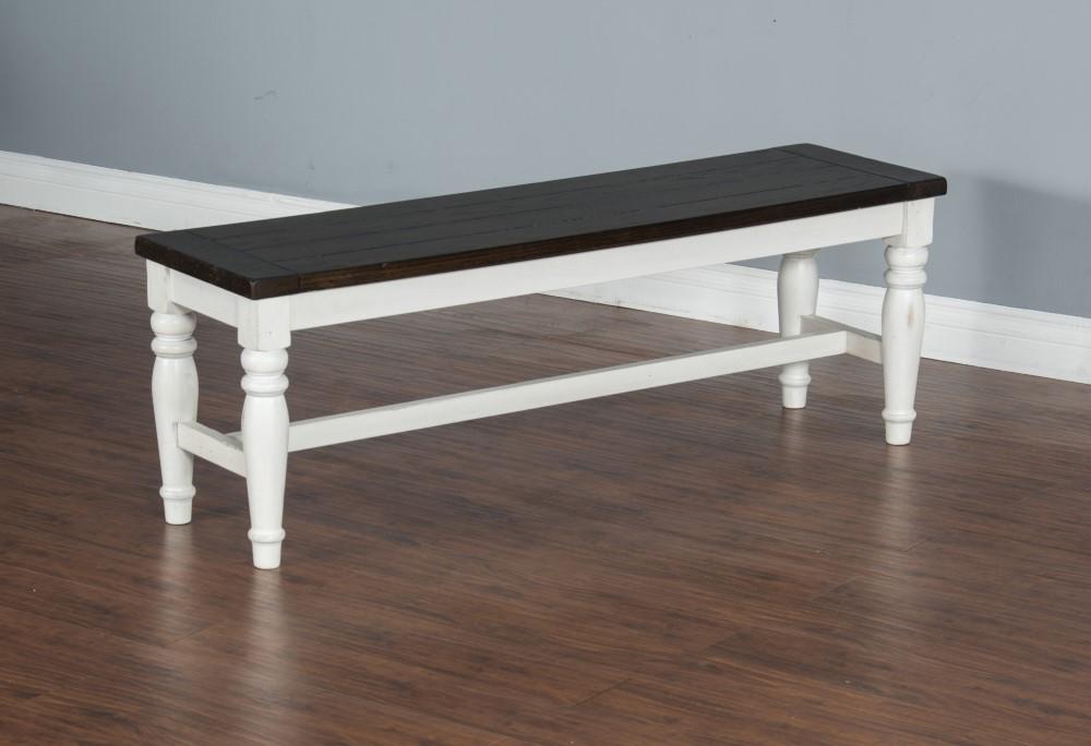 Sunny Designs - Carriage House Bench with Mindi Veneer Seat in White & Dark Brown - 1642EC veiw 3