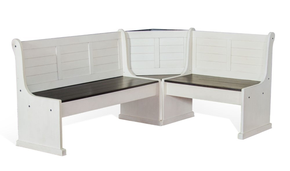 Sunny Designs - Carriage House Corner Bench (Nook) in White & Dark Brown - 0113EC-BL_BS veiw 1