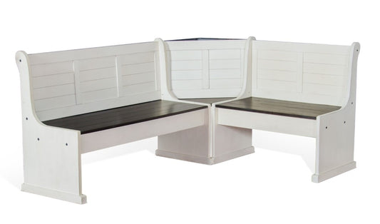 Sunny Designs - Carriage House Corner Bench (Nook) in White & Dark Brown - 0113EC-BL_BS veiw 1